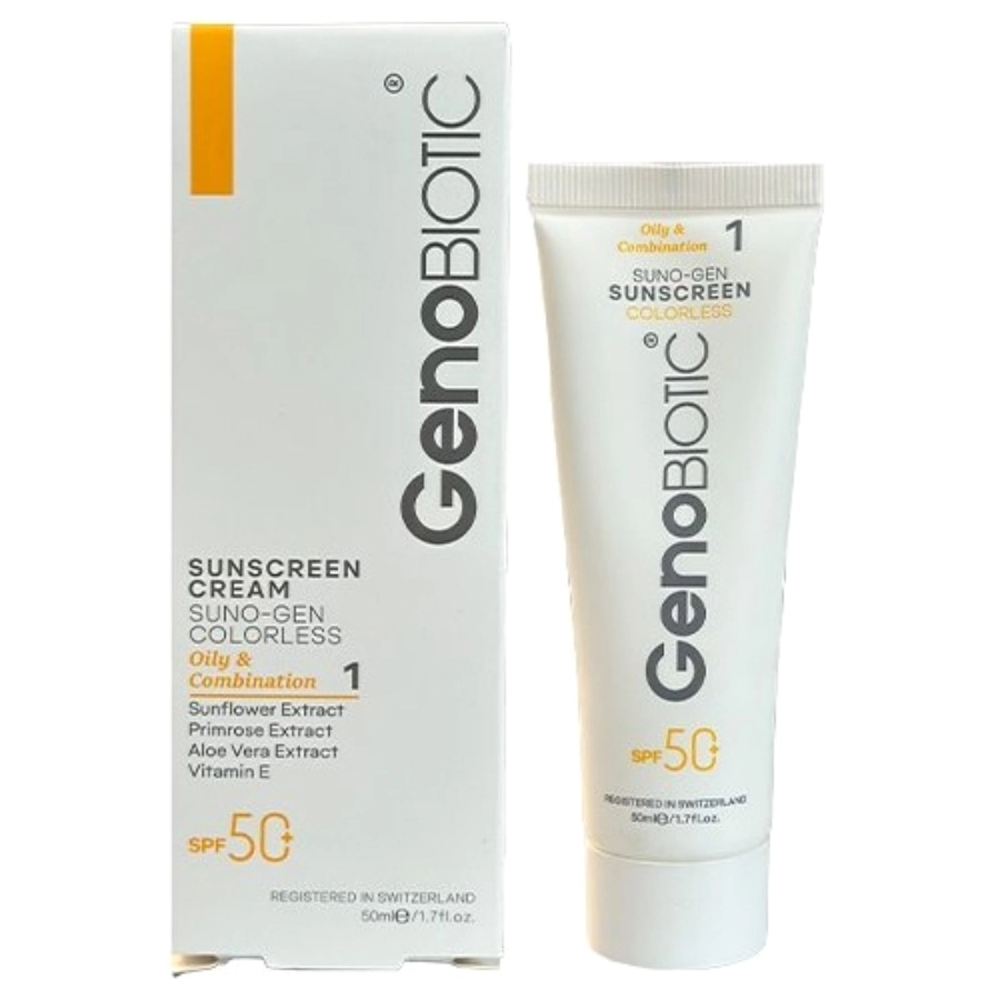چرب ضد آفتاب SPF50 پوست چرب و مختلط بی رنگ 50 میلی لیتر ژنوبایوتیک - Image 1