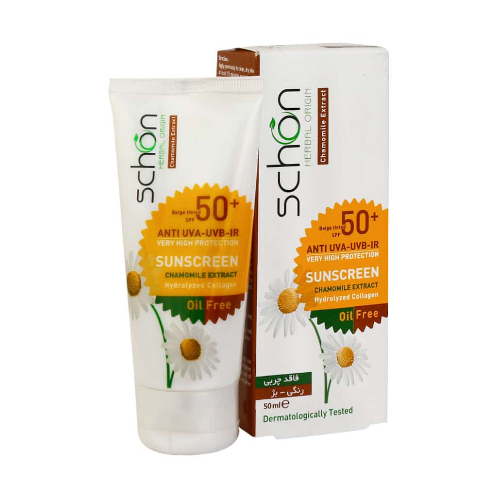 کرم ضد آفتاب شون ⁺SPF50 مناسب پوست ها کرم ضد آفتاب فاقد چربی ⁺SPF50 مناسب پوست های مختلط و چرب بژ ۵۰ میلی لیتر شون - Image 1