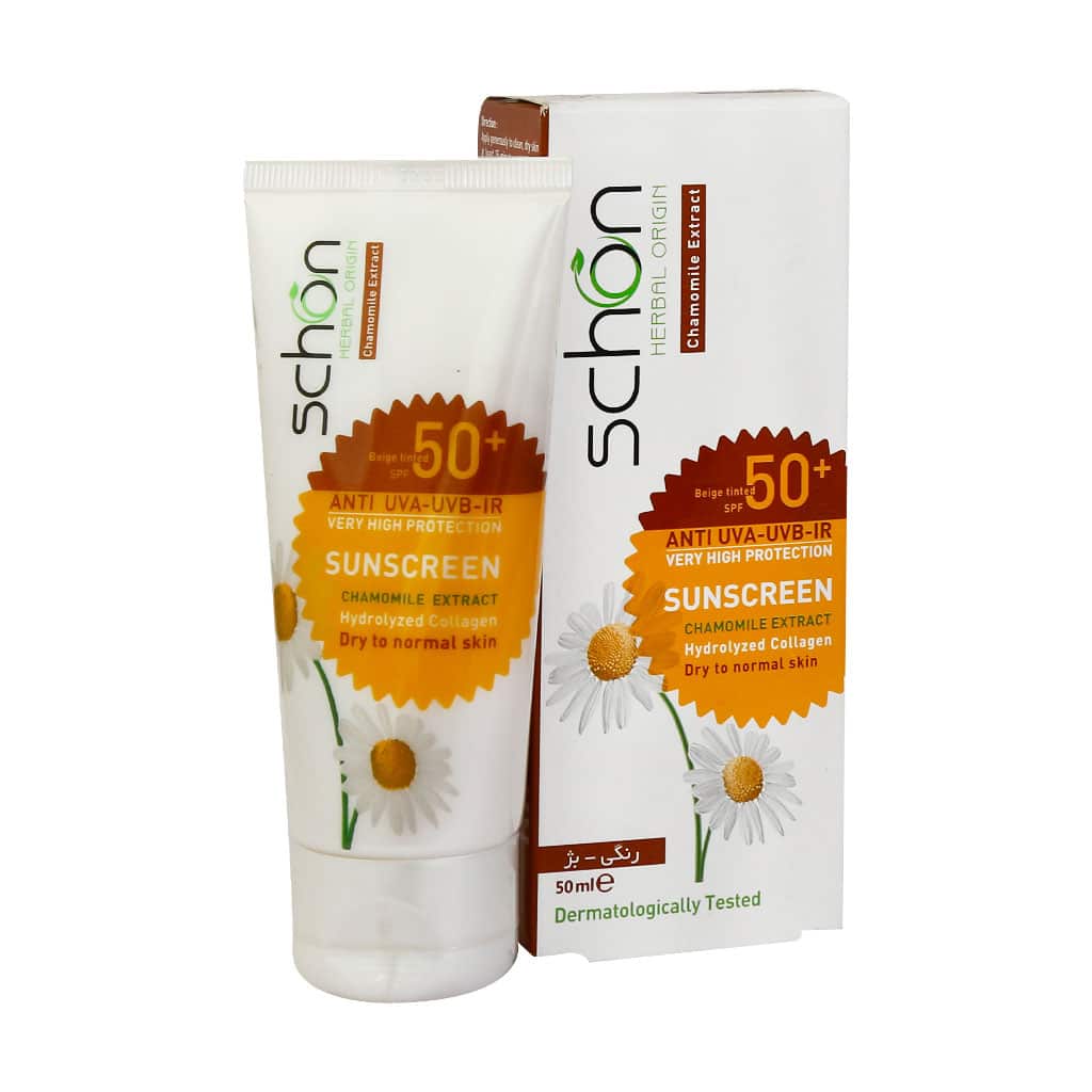 کرم ضد آفتاب شون ⁺SPF50 مناسب پوست ها کرم ضد آفتاب ⁺SPF50 مناسب پوست های معمولی تا خشک بژ 50 میلی لیتر شون - Image 1