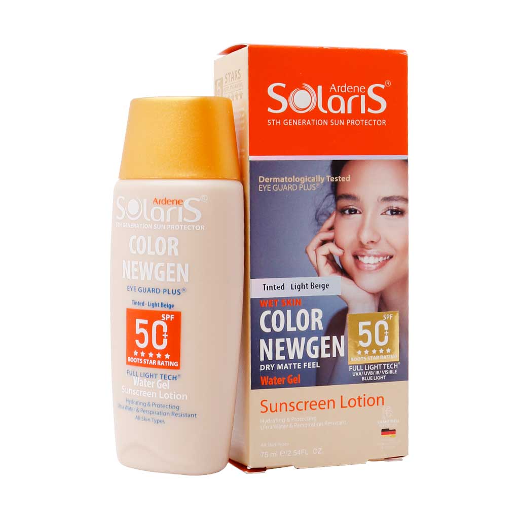 لوسیون آبی ضد آفتاب فاقد چربی spf50 کا لوسیون آبی ضد آفتاب فاقد چربی spf50 کالر نیوژن سولاریس بژ روشن 75 میلی لیتر آردن - Image 1