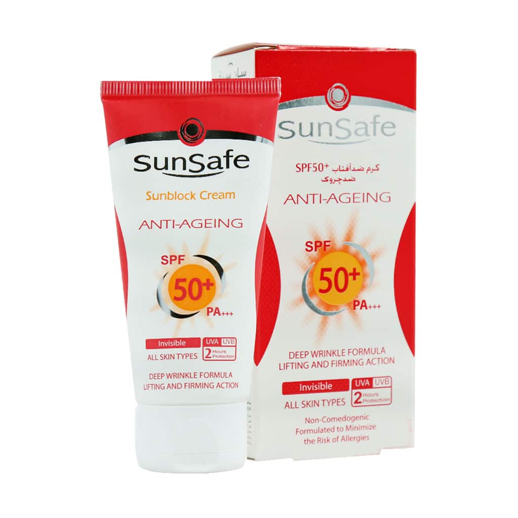 کرم ضد آفتاب و ضد چروک SPF50 بی رنگ ۵۰ میلی لیتر سان سیف کرم ضد آفتاب و ضد چروک SPF50 بی رنگ 50 میلی لیتر سان سیف - Image 1